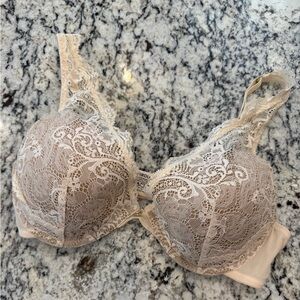 ThirdLove Lace Contour Plunge Bra 34C½ Nude Beige Lace